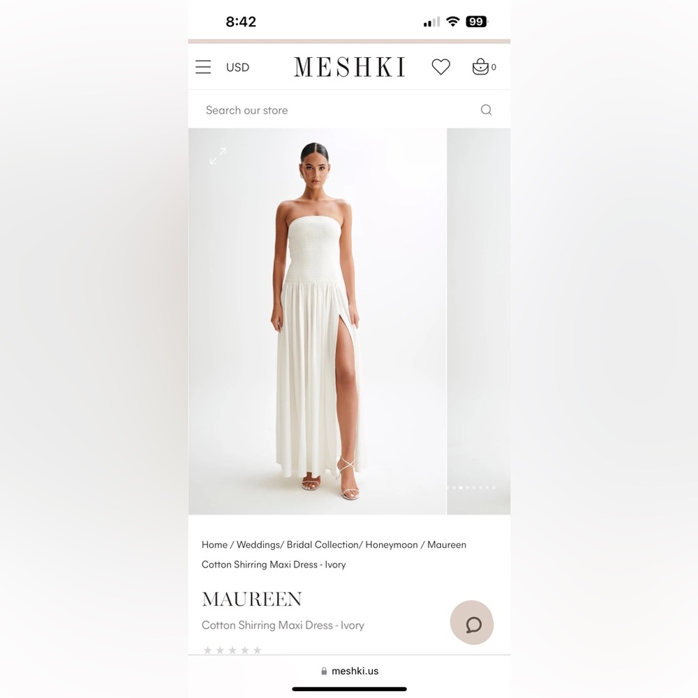 MESHKI MAUREEN IVORY DRESS - L